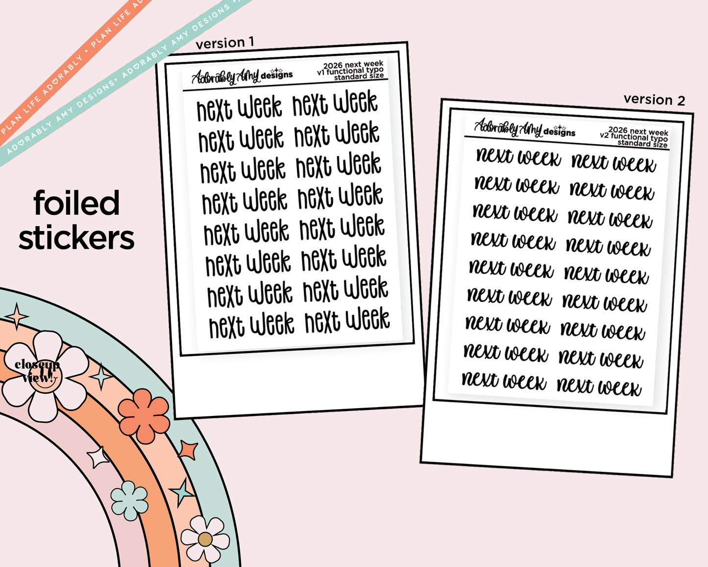 Foiled 2026 Next Week Stickers for any Planner or Insert