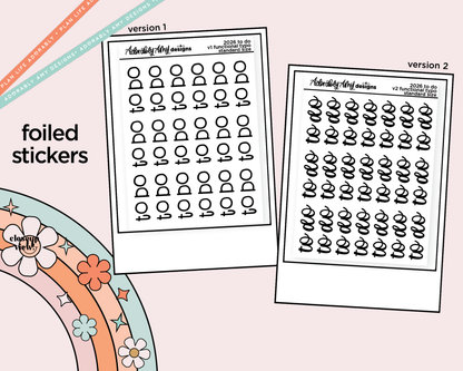 Foiled 2026 To Do Stickers for any Planner or Insert
