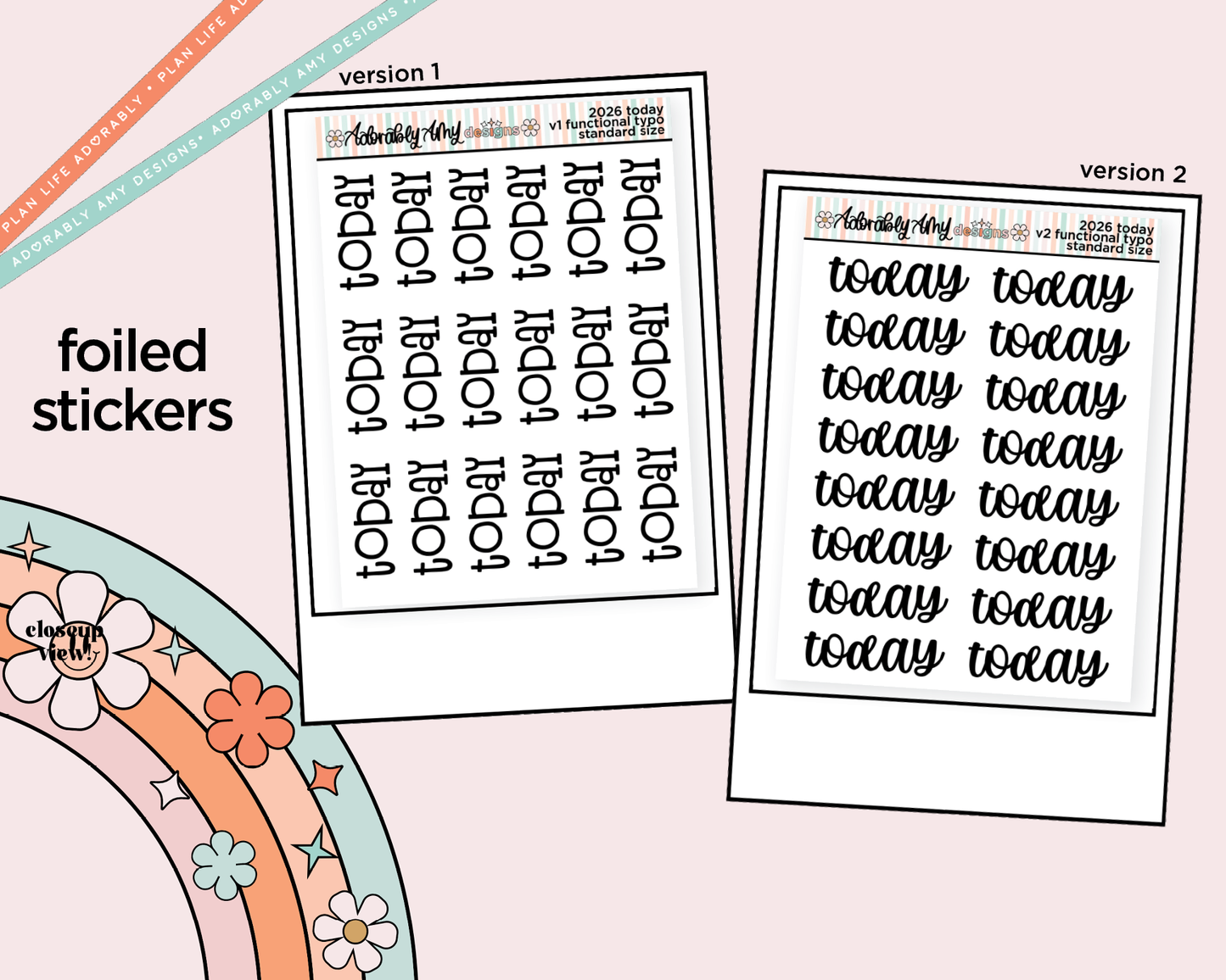Foiled 2026 Today Stickers for any Planner or Insert