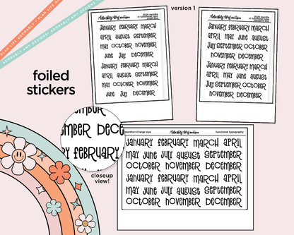Foiled 2026 Months of the Year Stickers for any Planner or Insert