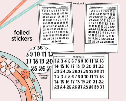 Foiled 2026 Date Numbers (kisscut) Stickers for any Planner or Insert