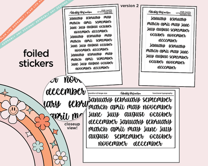 Foiled 2026 Months of the Year Stickers for any Planner or Insert