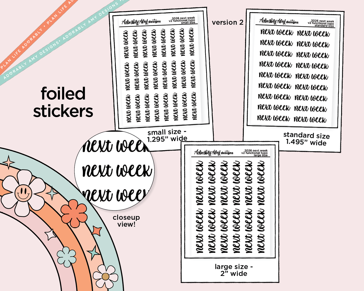 Foiled 2026 Next Week Stickers for any Planner or Insert