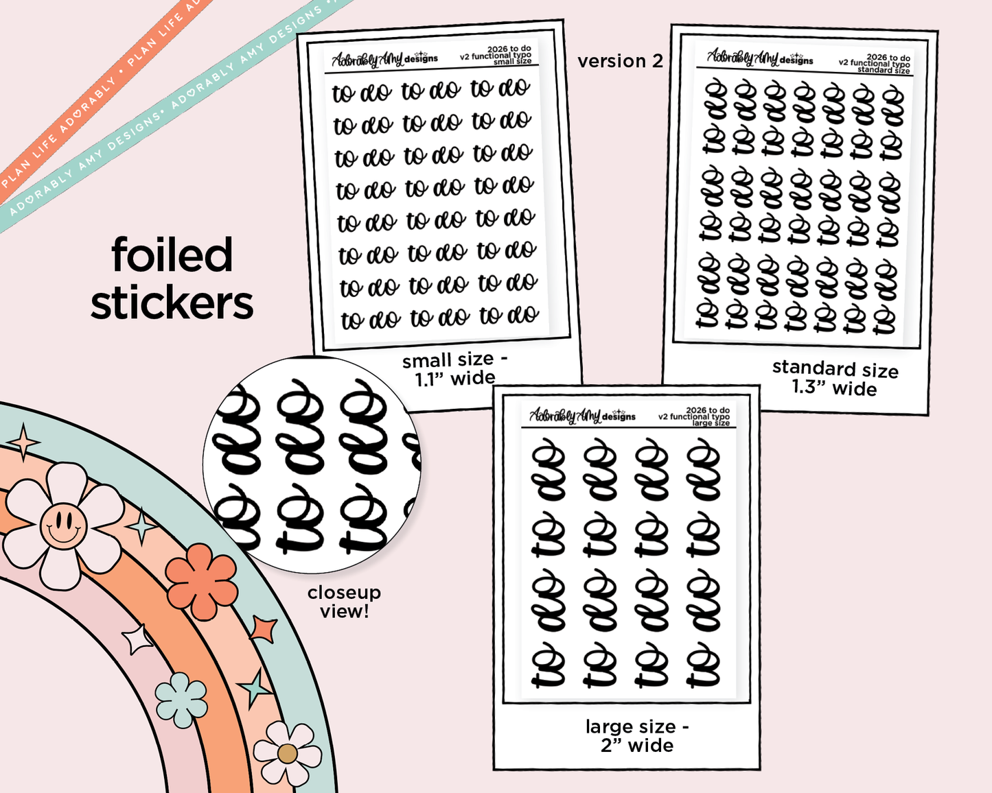 Foiled 2026 To Do Stickers for any Planner or Insert