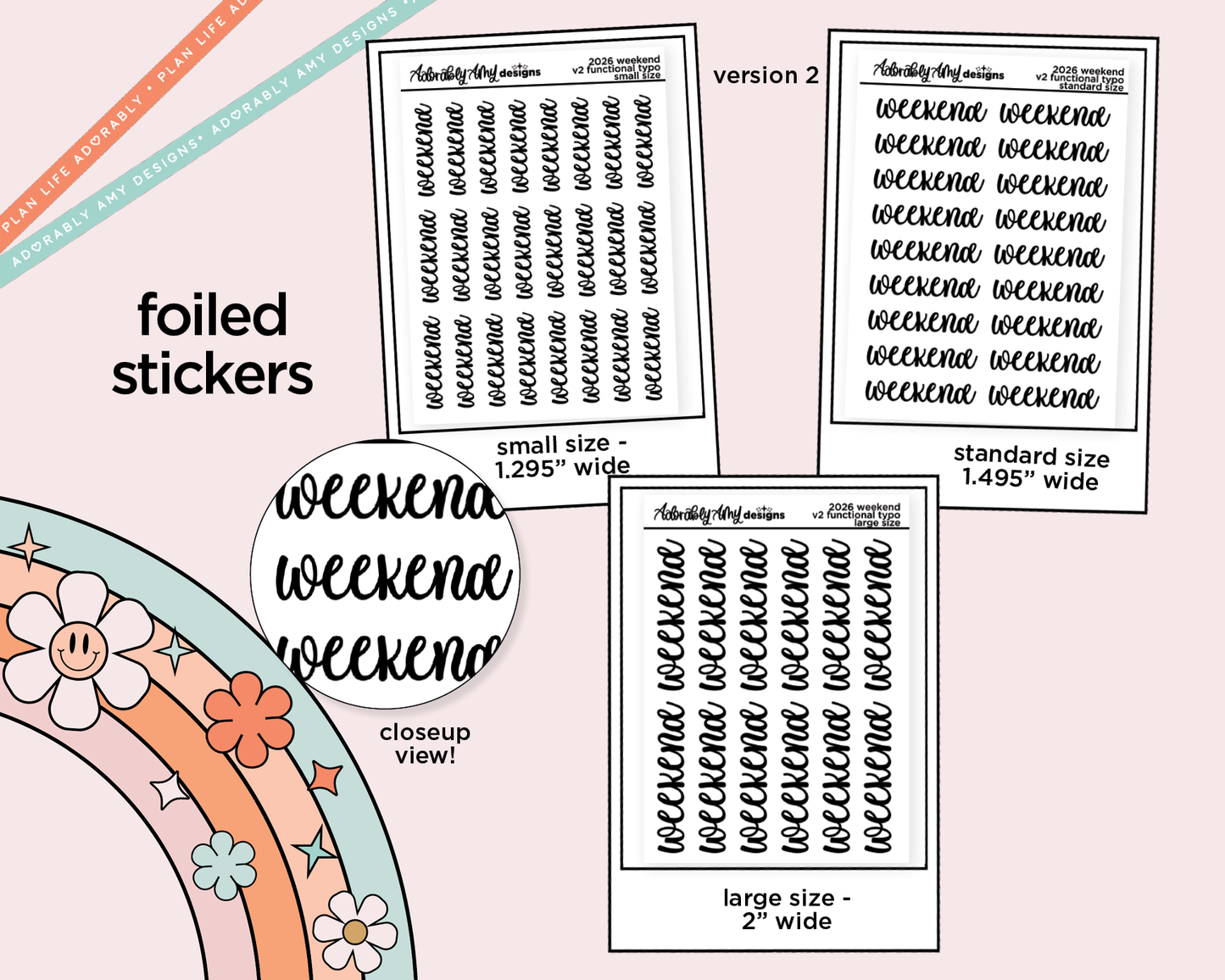 Foiled 2026 Weekend Stickers for any Planner or Insert