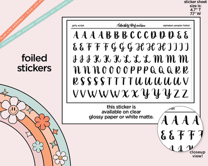 Foiled Girly Script Alphabet Stickers Deco Typography Sampler Planner Stickers