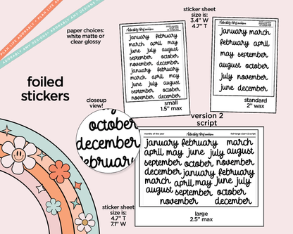 Foiled 2025 Months of the Year Stickers for any Planner or Insert