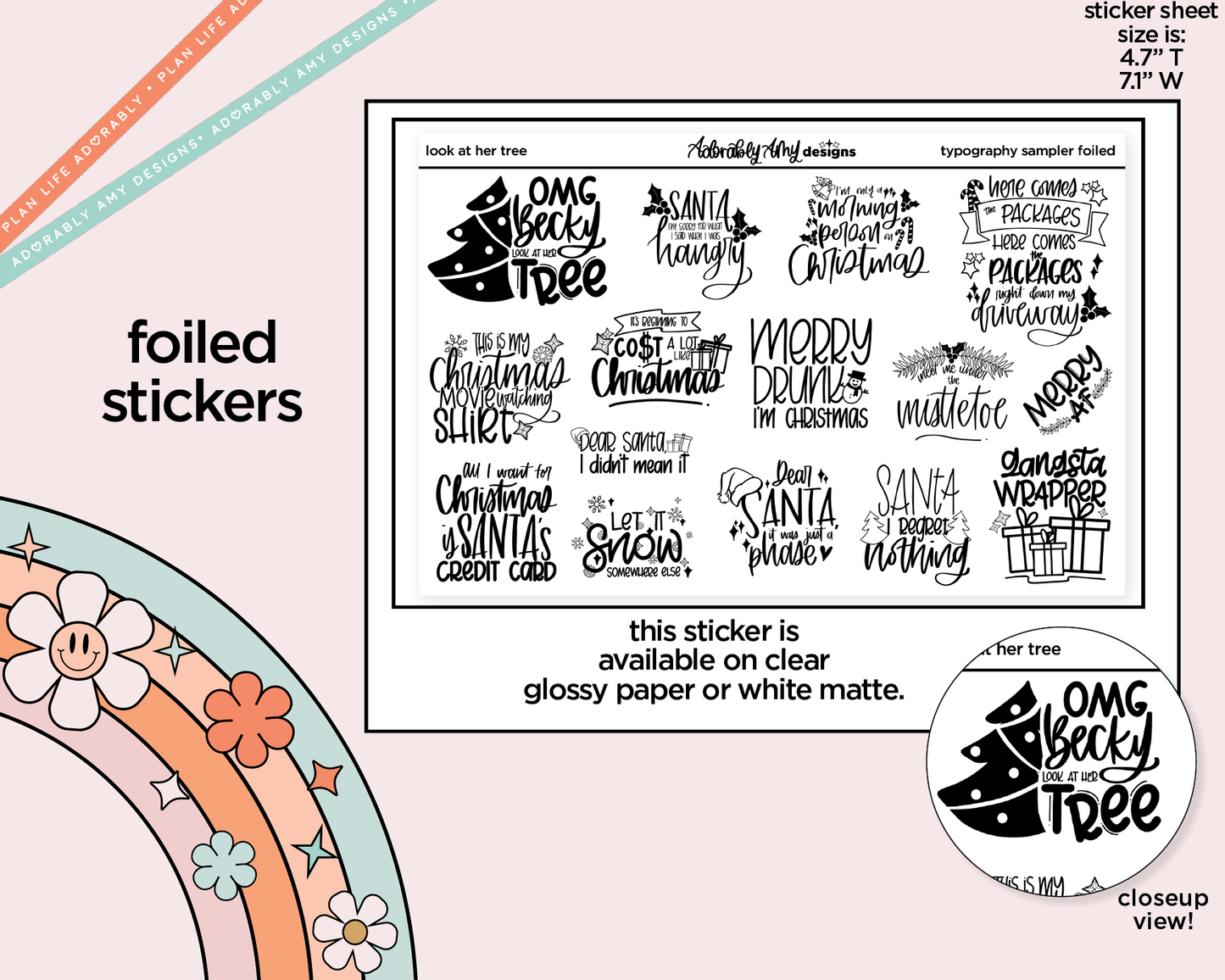 Foiled Look at Her Tree Deco Typography Sampler Planner Stickers