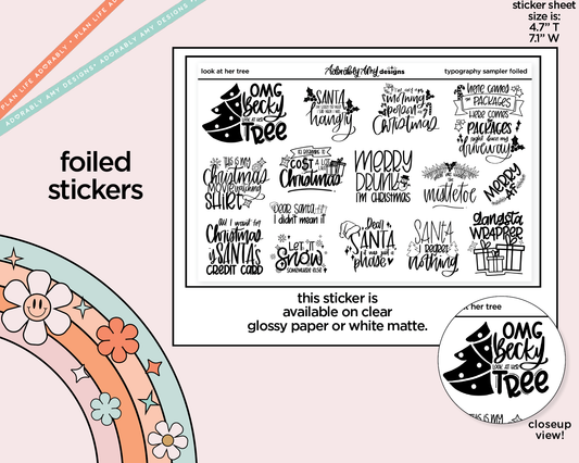 Foiled Look at Her Tree Deco Typography Sampler Planner Stickers