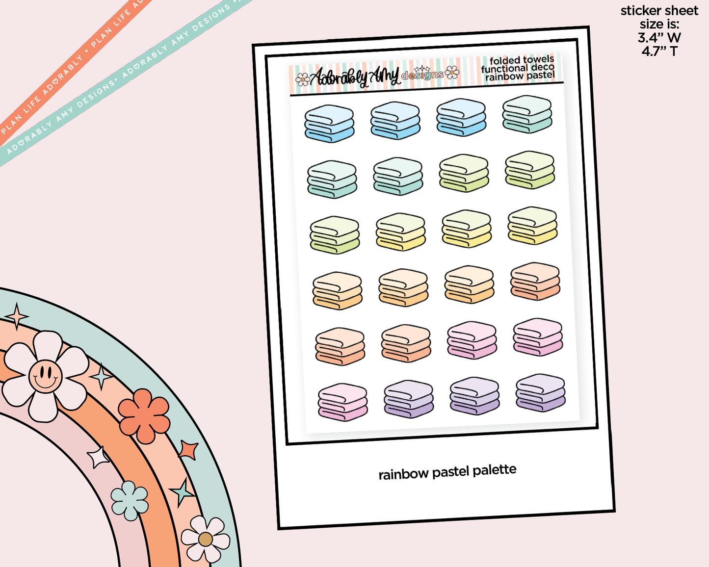Rainbow Folded Towels Doodled Icon Stickers