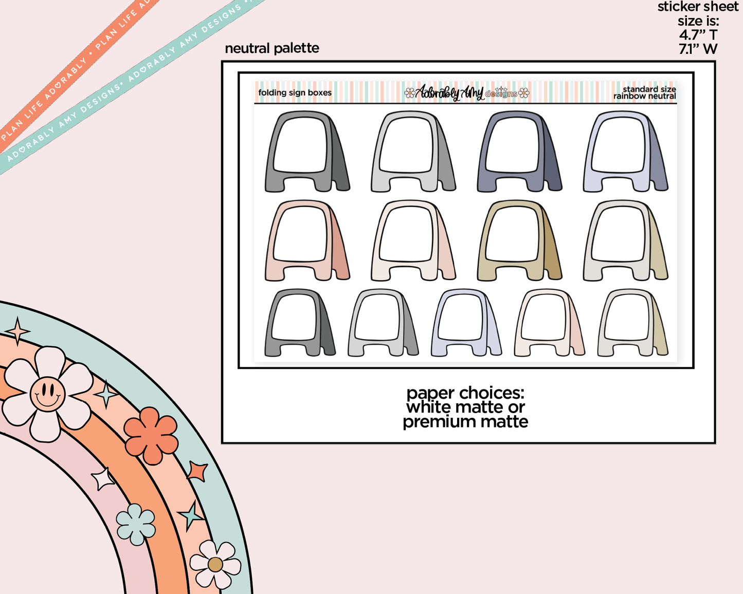 Rainbow Folding Sign Boxes Standard Size Stickers