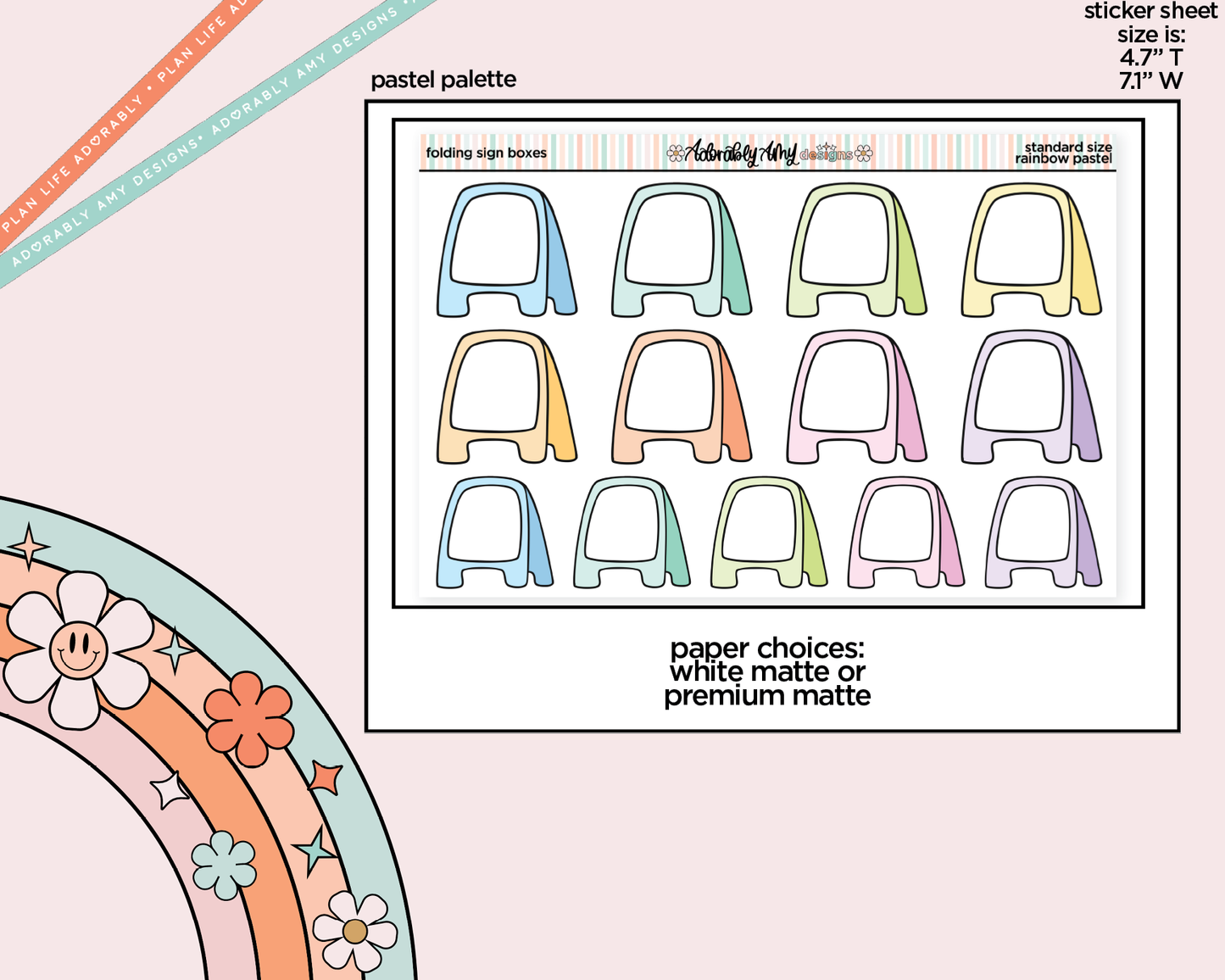 Rainbow Folding Sign Boxes Standard Size Stickers