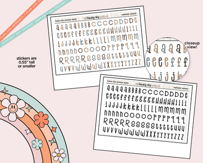 Follow the Rainbow Alphabet Stickers Deco Typography Sampler Planner Stickers - Adorably Amy Designs
