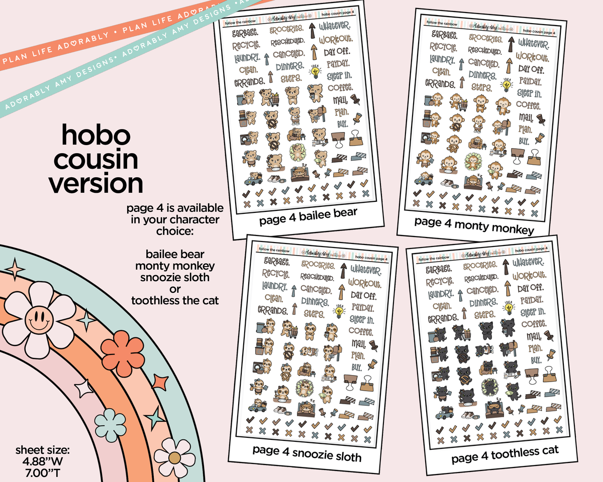 Hobonichi Cousin Weekly Follow the Rainbow Planner Sticker Kit for Hobo Cousin or Similar Planners - Adorably Amy Designs