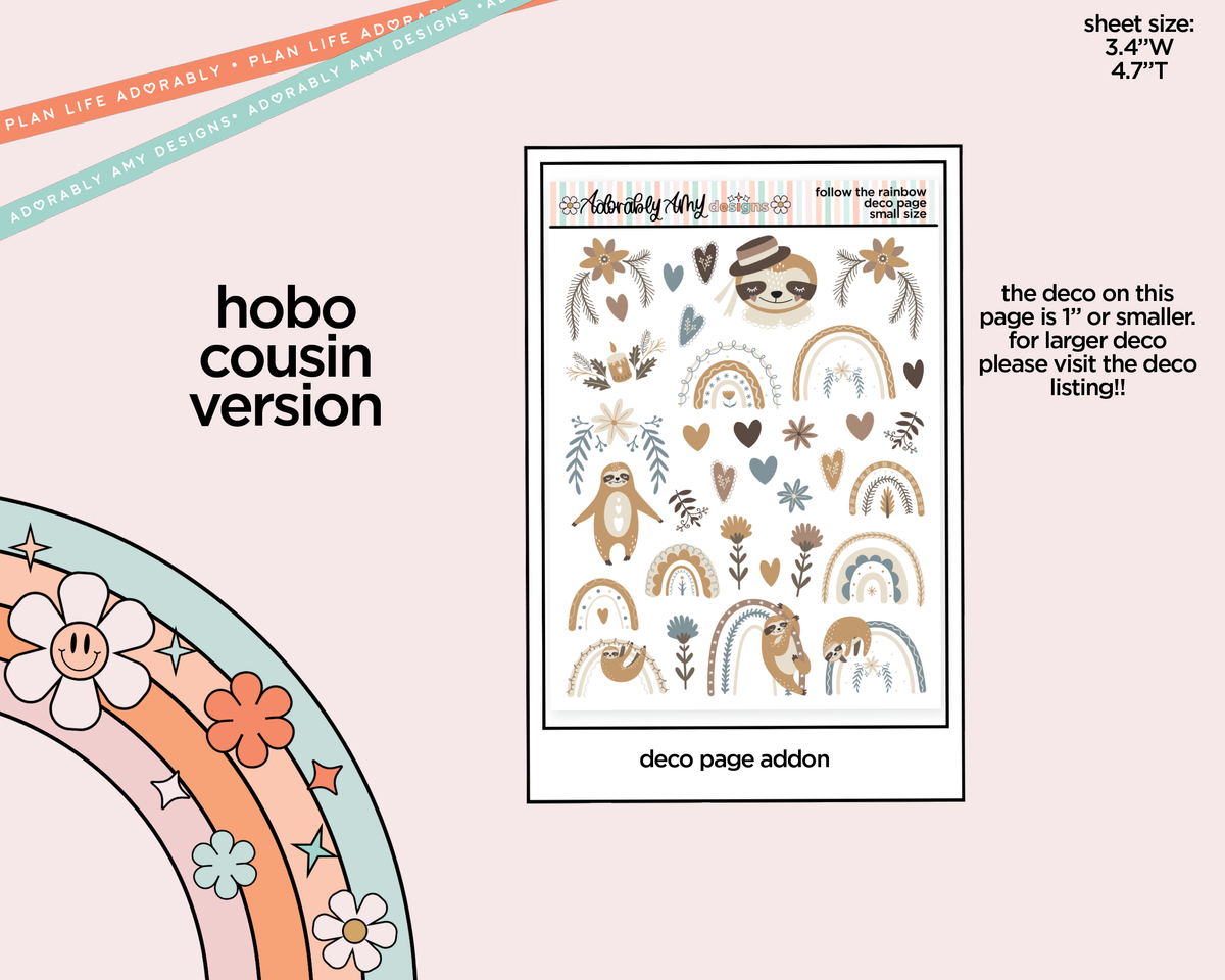 Hobonichi Cousin Weekly Follow the Rainbow Planner Sticker Kit for Hobo Cousin or Similar Planners - Adorably Amy Designs