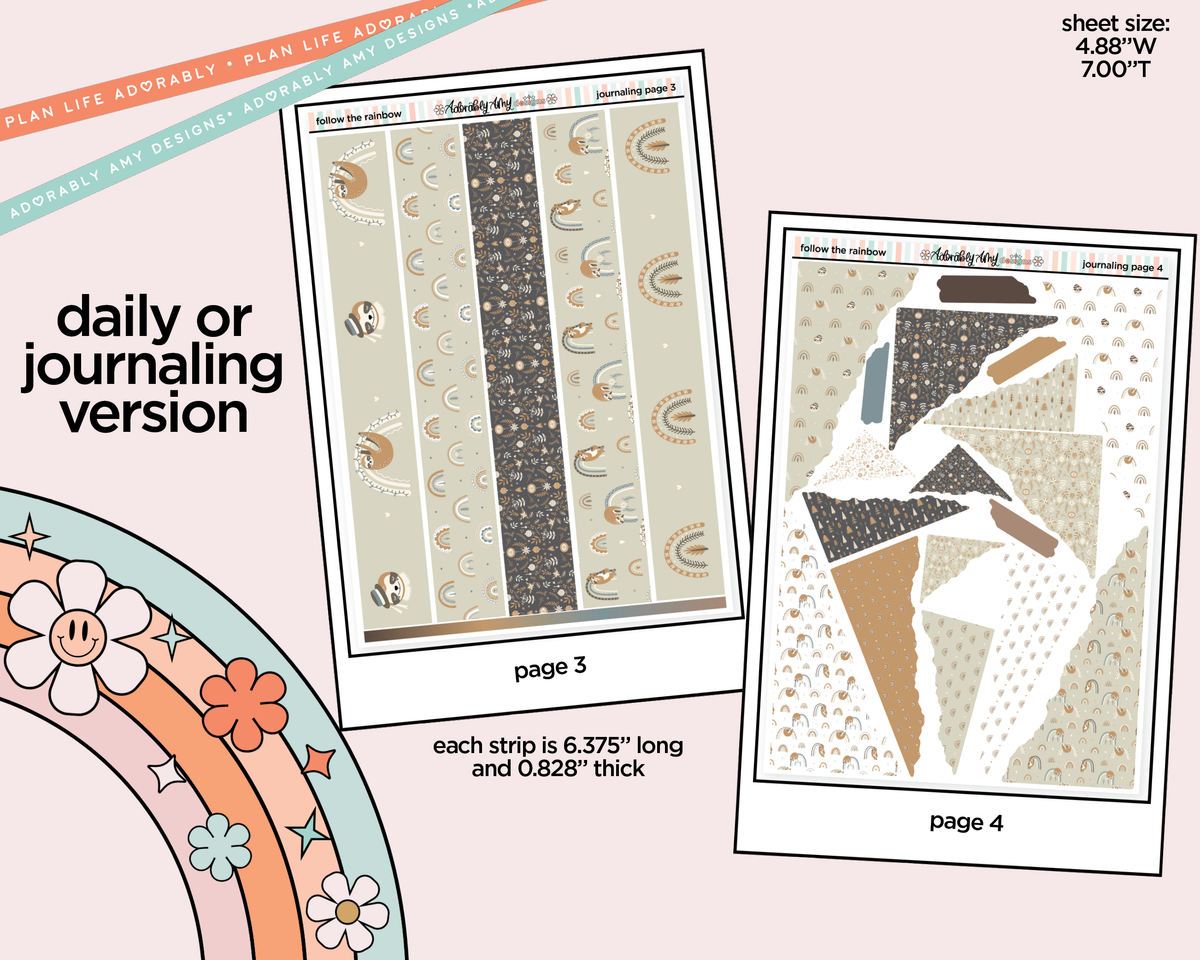 Journaling and Daily Planning Follow the Rainbow Planner Sticker Kit - Adorably Amy Designs