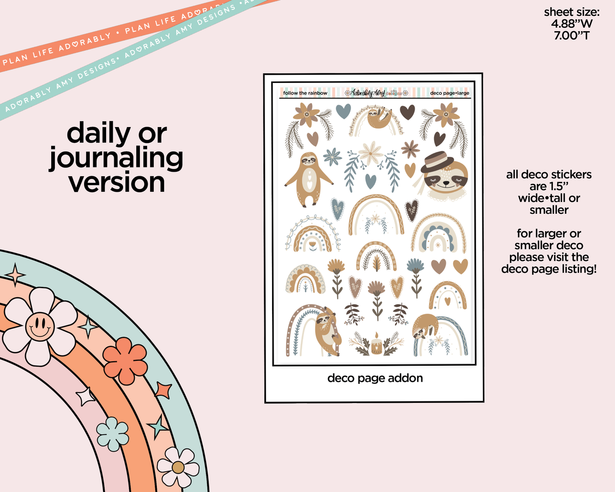 Journaling and Daily Planning Follow the Rainbow Planner Sticker Kit - Adorably Amy Designs