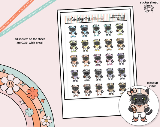 Toothless Cat Football Decoration Character Planner Stickers - Adorably Amy Designs
