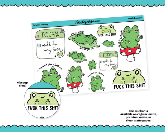Fuck it Frog Typography Sampler Planner Stickers for any Planner or Insert