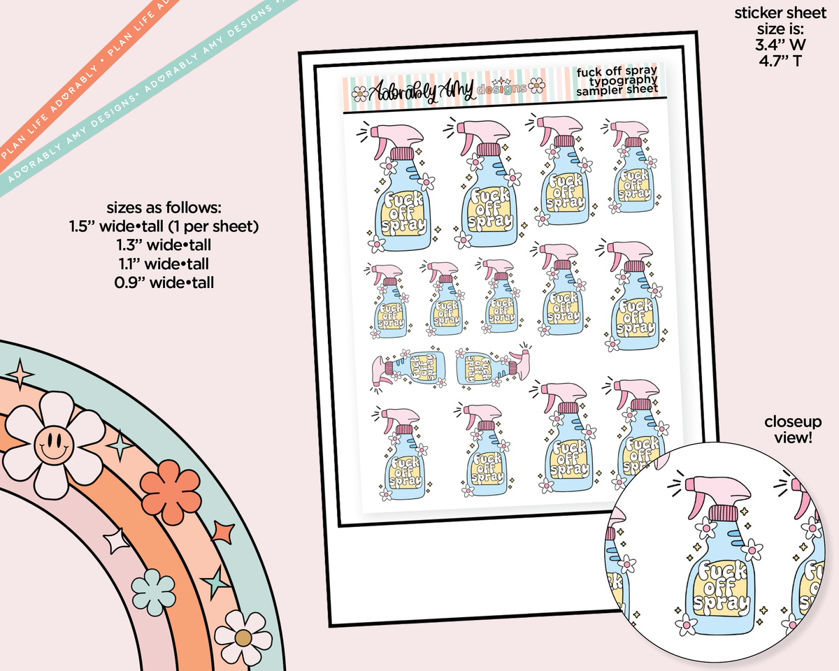 Fuck Off Spray Typography Sampler Planner Stickers - Adorably Amy Designs