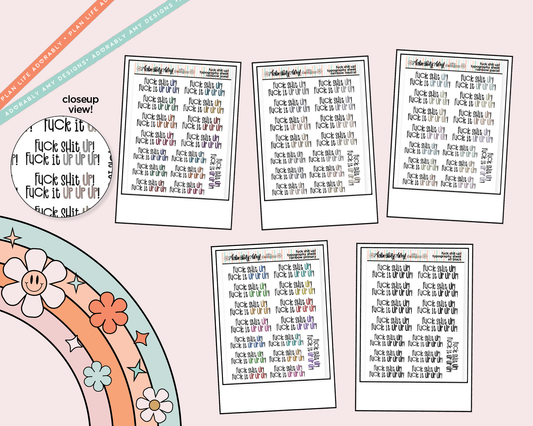 Rainbow or Black Fuck Shit Up! Fuck it Up Up Up!! Typography Planner Stickers - Adorably Amy Designs