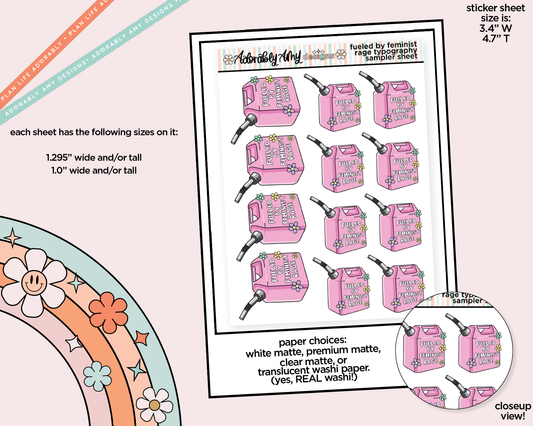 Fueled by Feminist Rage Typography Sampler Planner Stickers