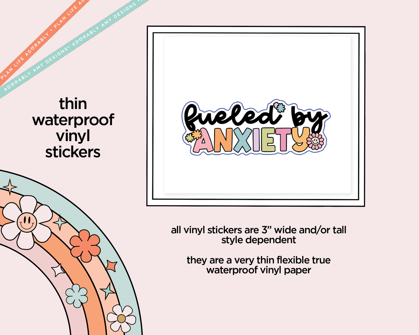 Waterproof Vinyl Large Diecut Stickers - Fueled by Anxiety