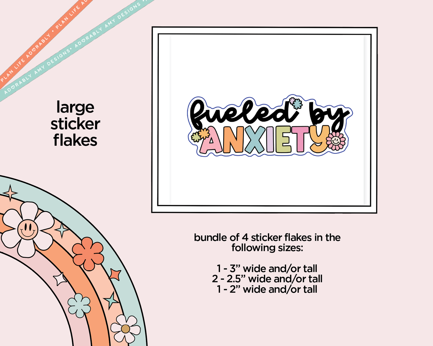 Fueled by Anxiety Typography Sampler Planner Stickers for any Planner or Insert