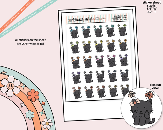 Toothless Cat Full of Anxiety Decoration Character Planner Stickers - Adorably Amy Designs