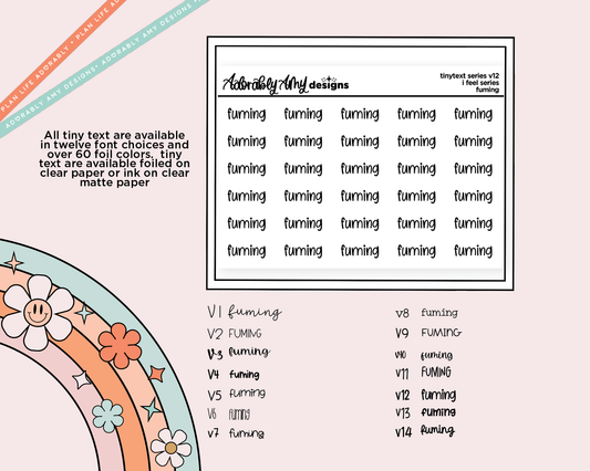 Foiled Tiny Text Series - Feelings Series - Fuming Checklist Size Planner Stickers for any Planner or Insert