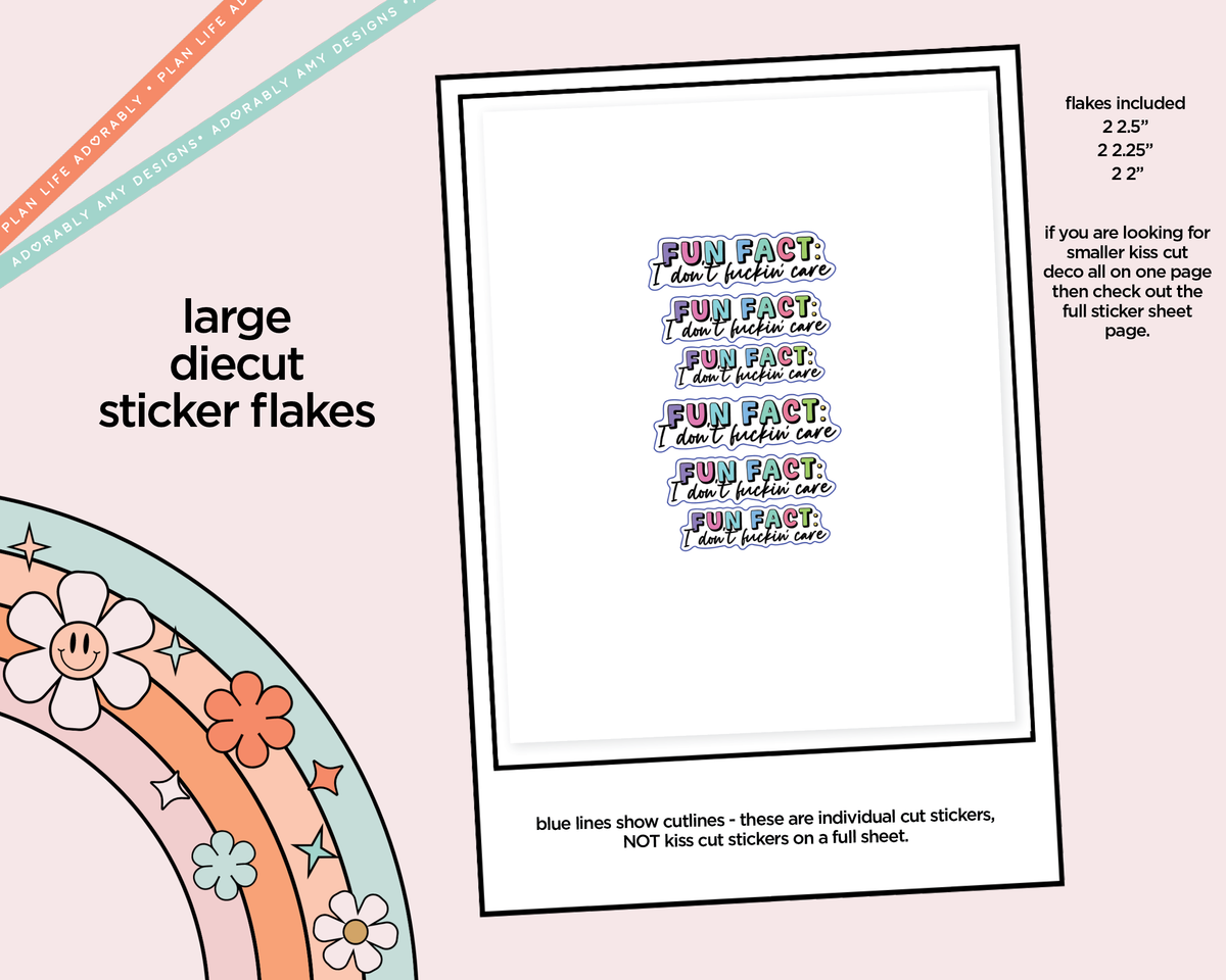 Fun Fact: I Don't Fuckin Care Typography Sampler Planner Stickers - Adorably Amy Designs