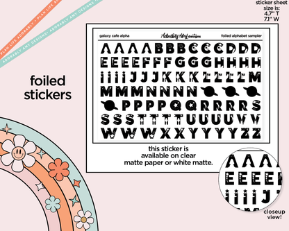 Foiled Galaxy Cafe Alphabet Stickers Deco Typography Sampler Planner Stickers