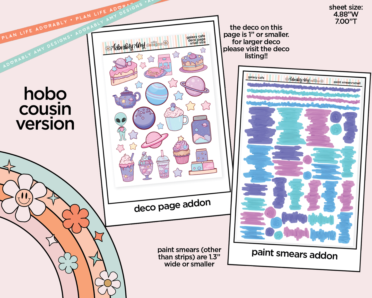 Hobonichi Cousin Weekly Galaxy Cafe Planner Sticker Kit for Hobo Cousin or Similar Planners