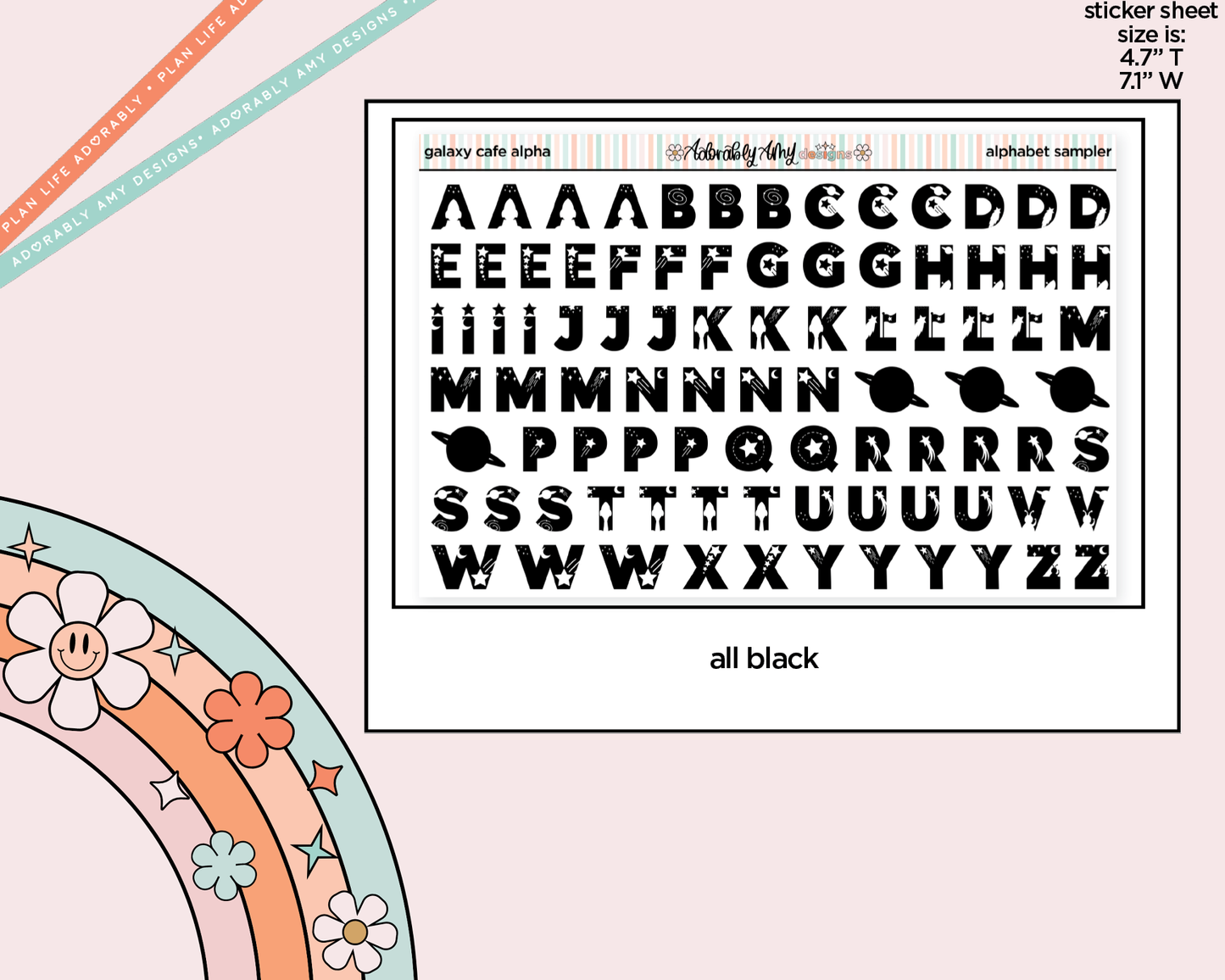 Galaxy Cafe Alphabet Stickers Deco Typography Sampler Planner Stickers