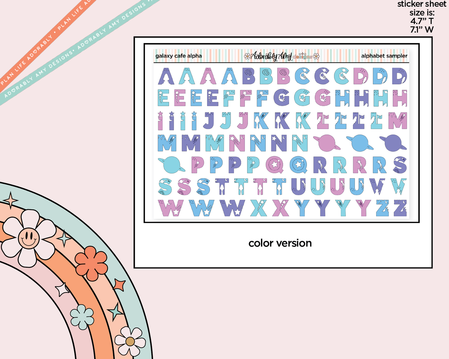 Galaxy Cafe Alphabet Stickers Deco Typography Sampler Planner Stickers