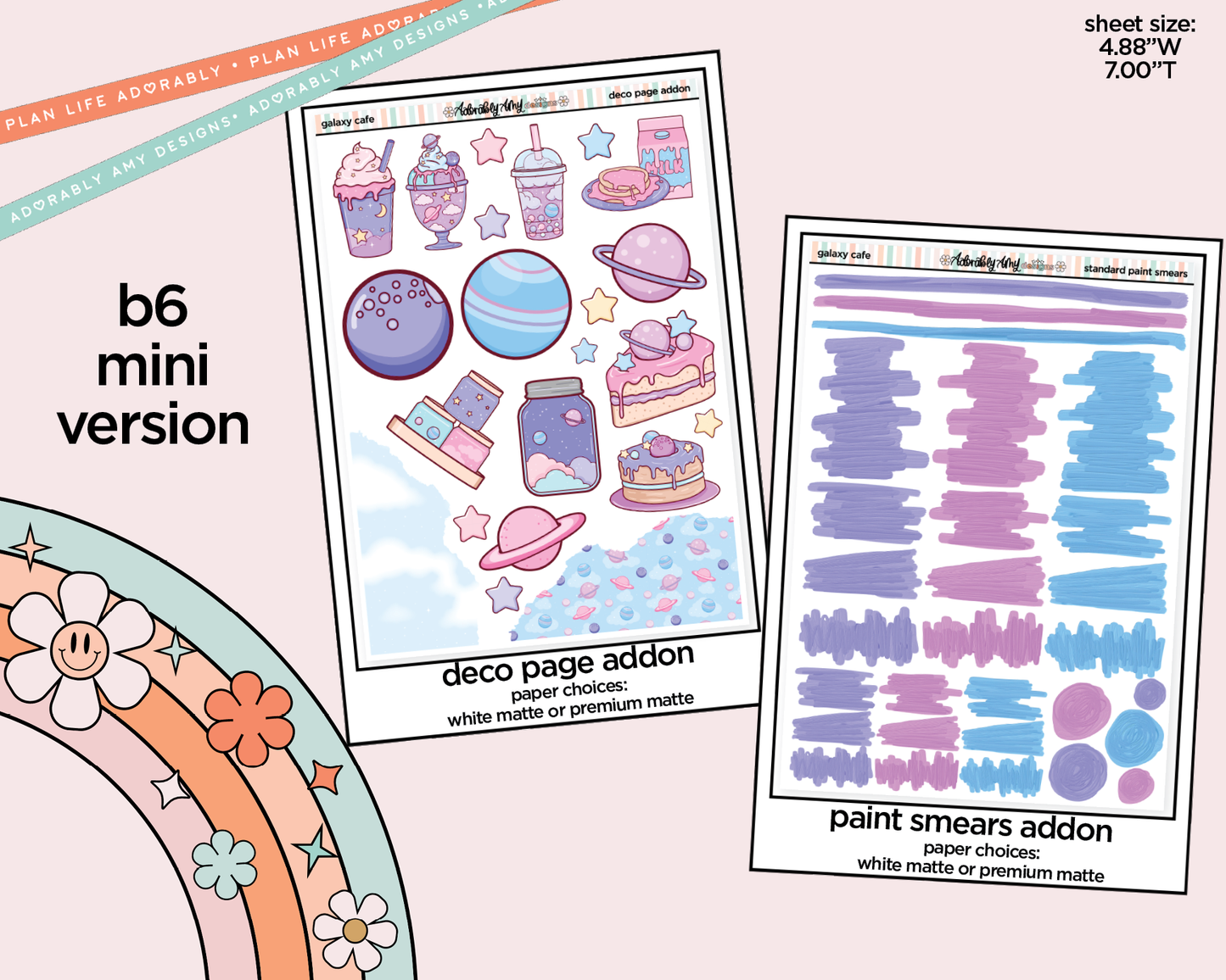 Mini B6 Galaxy Cafe Weekly Planner Sticker Kit sized for ANY Vertical Insert