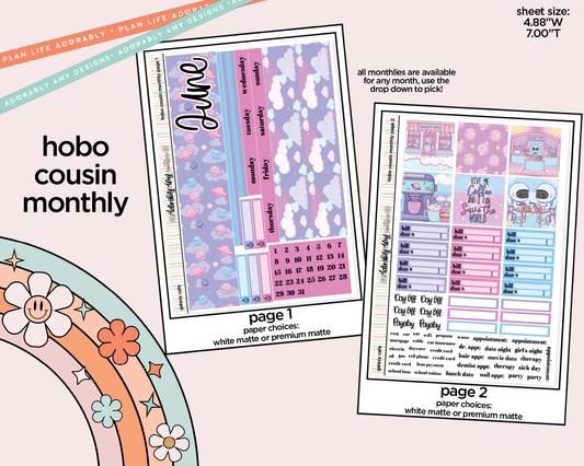 Hobonichi Cousin Monthly Pick Your Month Galaxy Cafe Planner Sticker Kit for Hobo Cousin or Similar Planners