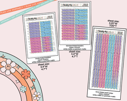 Foiled Galaxy Cafe Headers or Long Strips Planner Stickers for any Planner or Insert