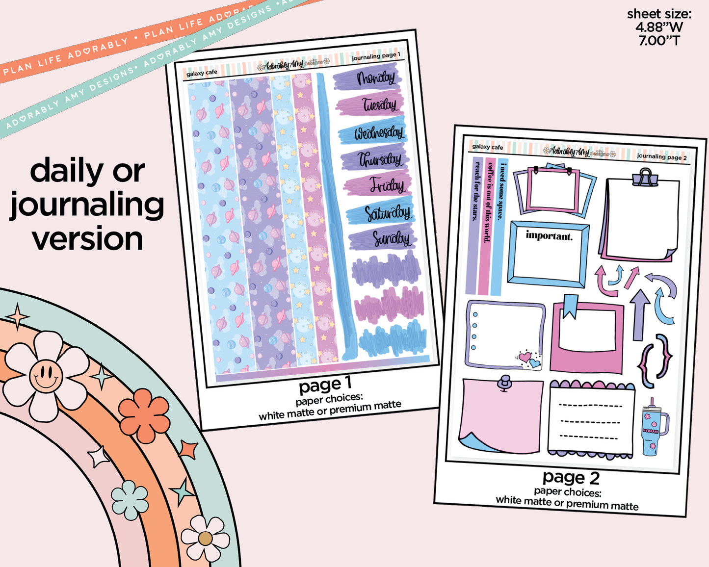 Journaling and Daily Planning Galaxy Cafe Planner Sticker Kit