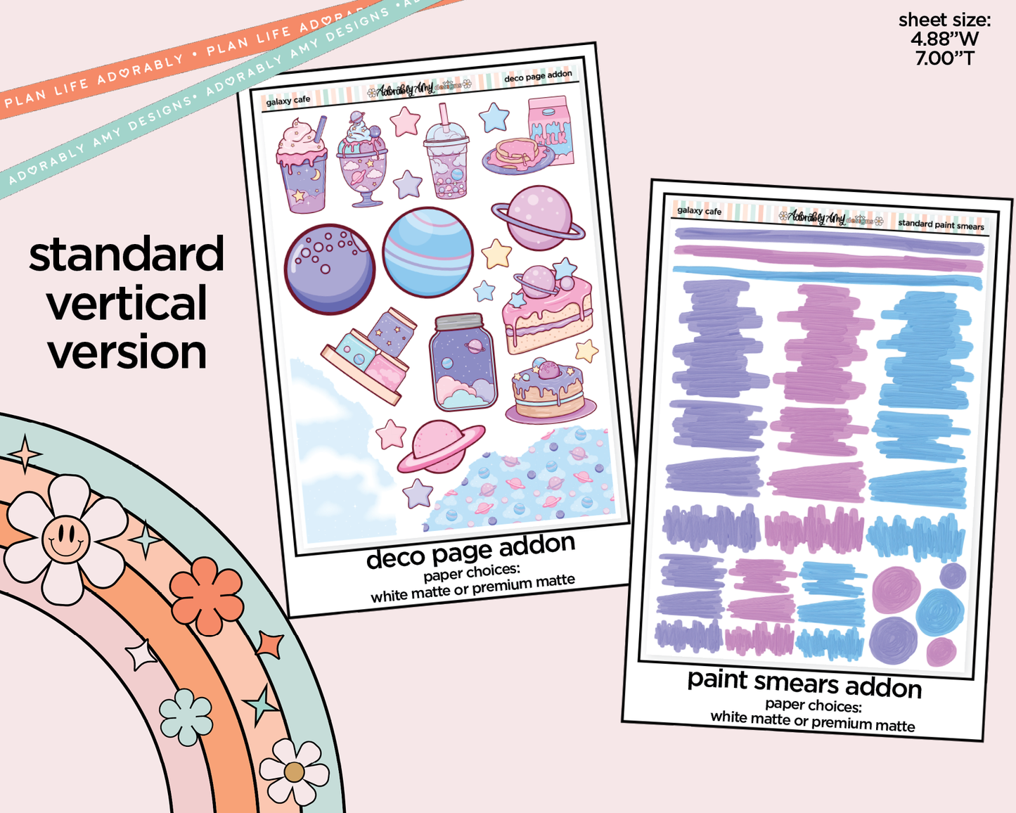 Vertical Galaxy Cafe Weekly Sticker Kit for Vertical Standard Size Planners or Insert