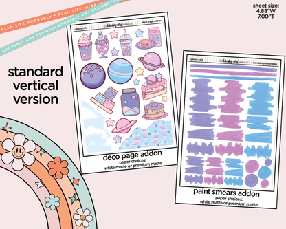 Vertical Galaxy Cafe Weekly Sticker Kit for Vertical Standard Size Planners or Insert