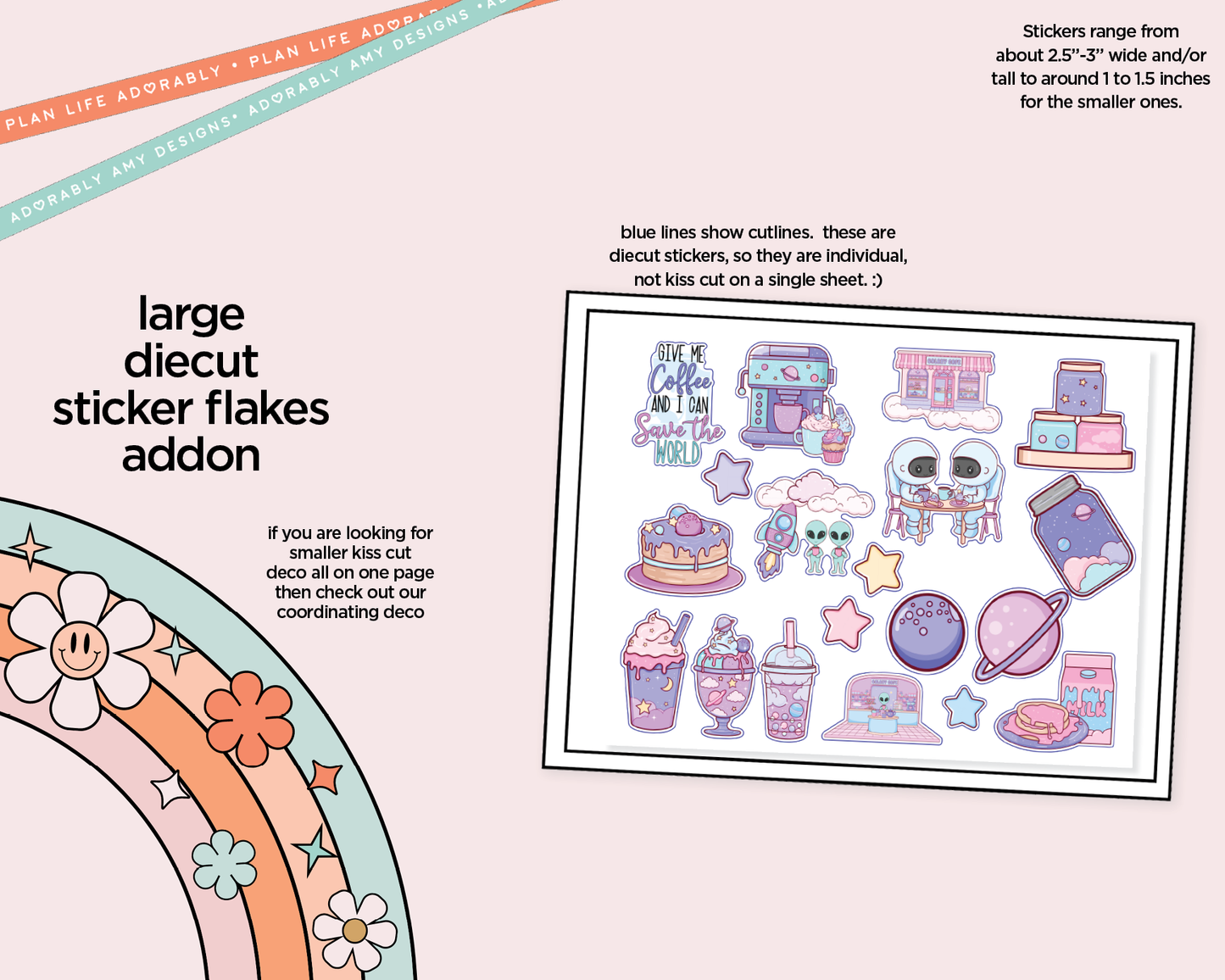 Journaling and Daily Planning Galaxy Cafe Planner Sticker Kit