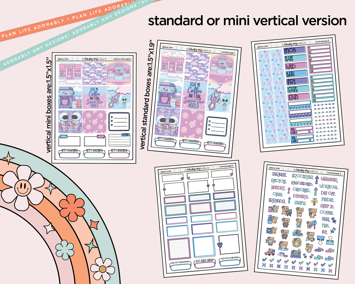 Vertical Galaxy Cafe Kit for Vertical Standard Size Planners or Insert