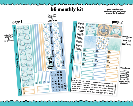 Standard B6 Monthly Pick Your Month Game Over Watercolor Planner Sticker Kit for some B6 Planners