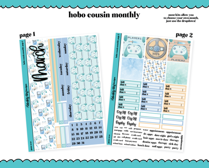 Hobonichi Cousin Monthly Pick Your Month Game Over Watercolor Planner Sticker Kit for Hobo Cousin or Similar Planners