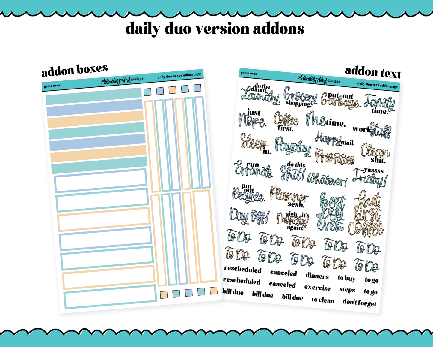 Daily Duo Game Over Watercolor Weekly Planner Sticker Kit for Daily Duo Planner
