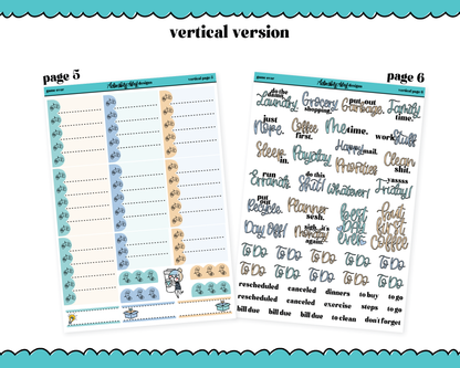Vertical Game Over Watercolor Planner Sticker Kit for Vertical Standard Size Planners or Inserts