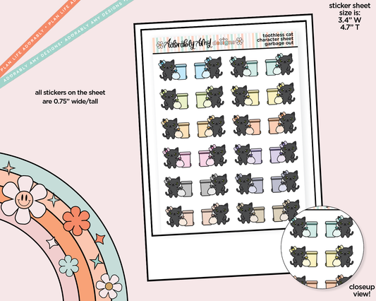 Toothless Cat Garbage - Trash Out Decoration Character Planner Stickers - Adorably Amy Designs
