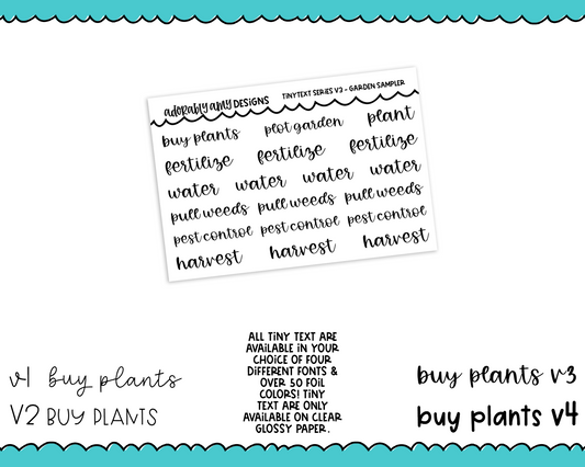 Foiled Tiny Text Series - Garden Sampler Checklist Size Planner Stickers for any Planner or Insert