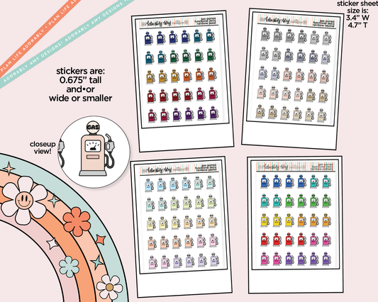 Rainbow Gas Pumps Doodled Icon Stickers - Adorably Amy Designs